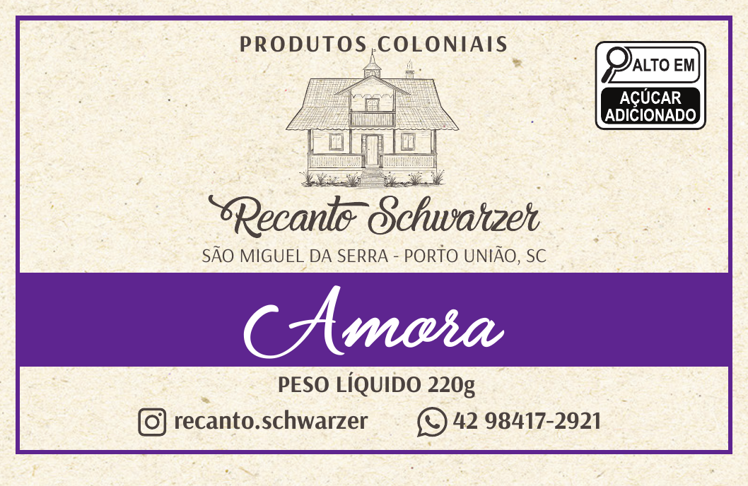 Rótulo da Geleia de Amora do Recanto Schwarzer