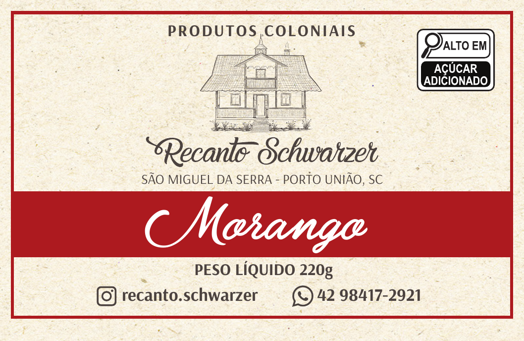 Rótulo da Geleia de Morango do Recanto Schwarzer