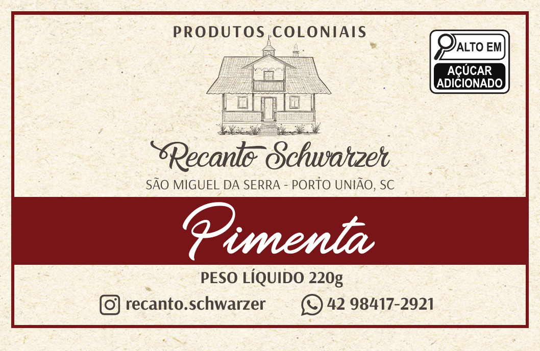 Rótulo da Geleia de Pimenta do Recanto Schwarzer