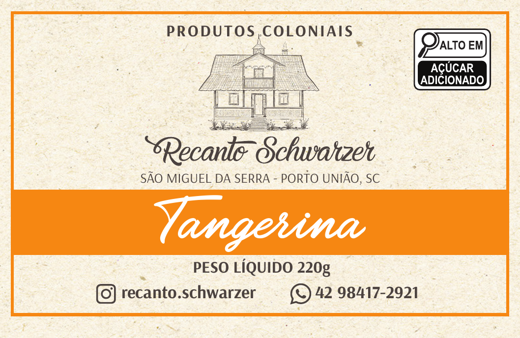 Rótulo da Geleia de Tangerina do Recanto Schwarzer